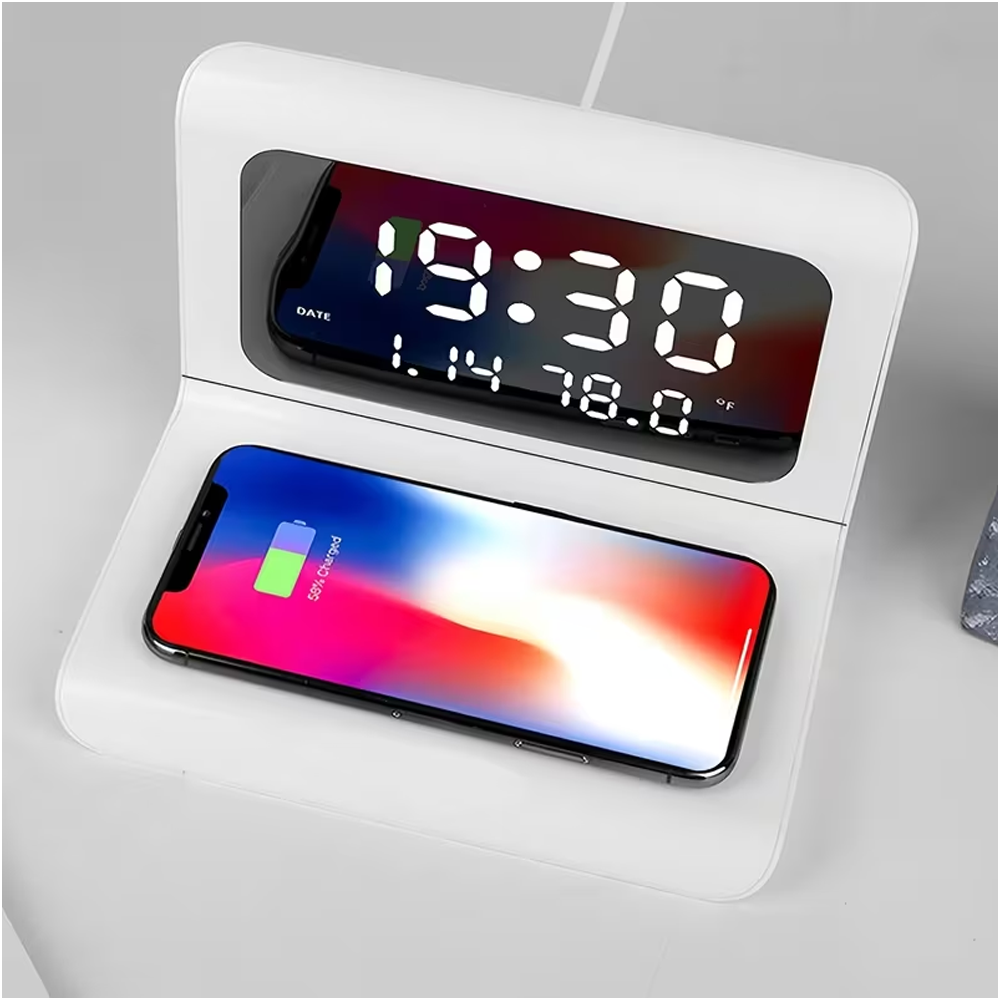 Wireless Charger Watch - Wireless Charger Pad Stand with Alarm