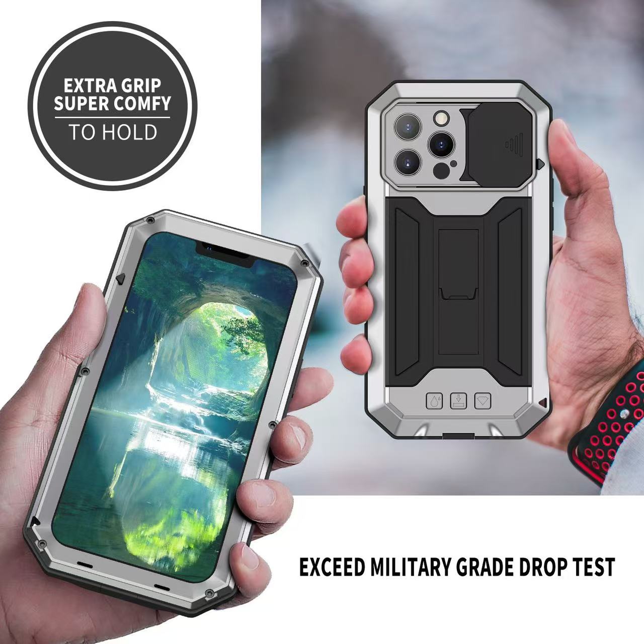 Screen Protector Film - Military Heavy Duty Metal Case for