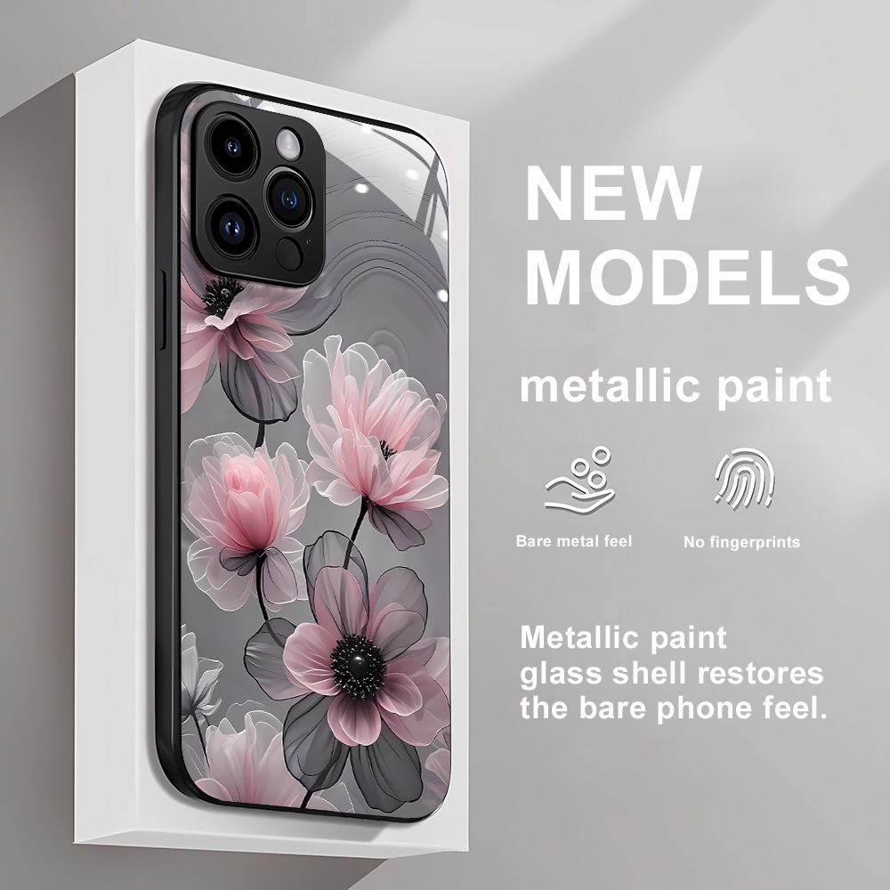 Screen Protector Film - Flower Tempered Glass Case For iPhone