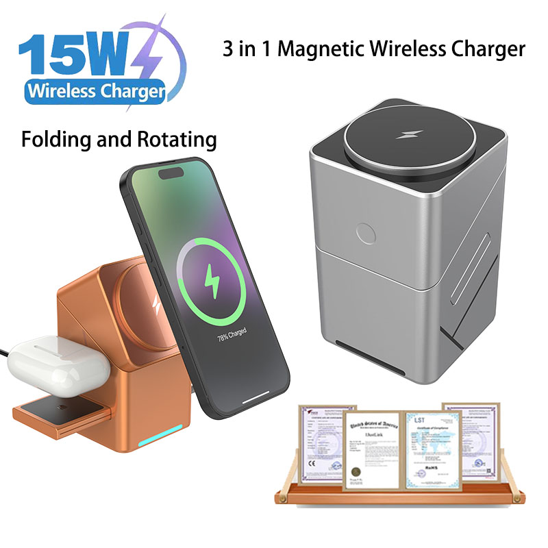 Wireless Charger Watch - 2025 Desktop Portable Qi2 Phone Wireless
