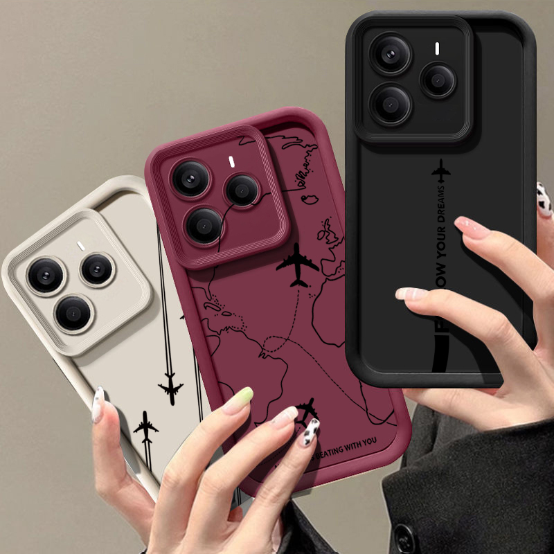 Xiaomi Redmi Note 13 - Airplane Route Pattern TPU Phone Case