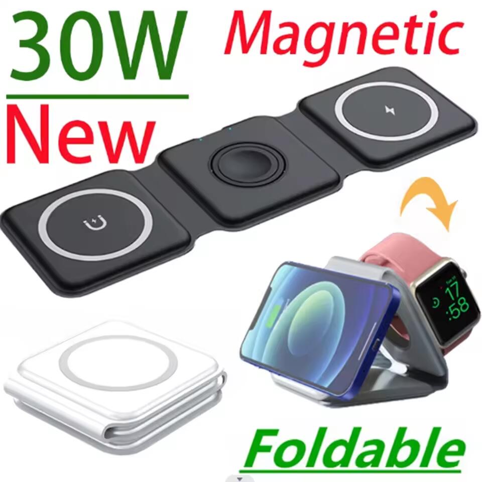 Wireless Charger Watch - 3 in 1 Portable Magnetic Wireless