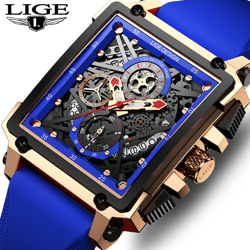 LIGE Men's Sports Chronograph  - Silicone Band Replacement recension och pris