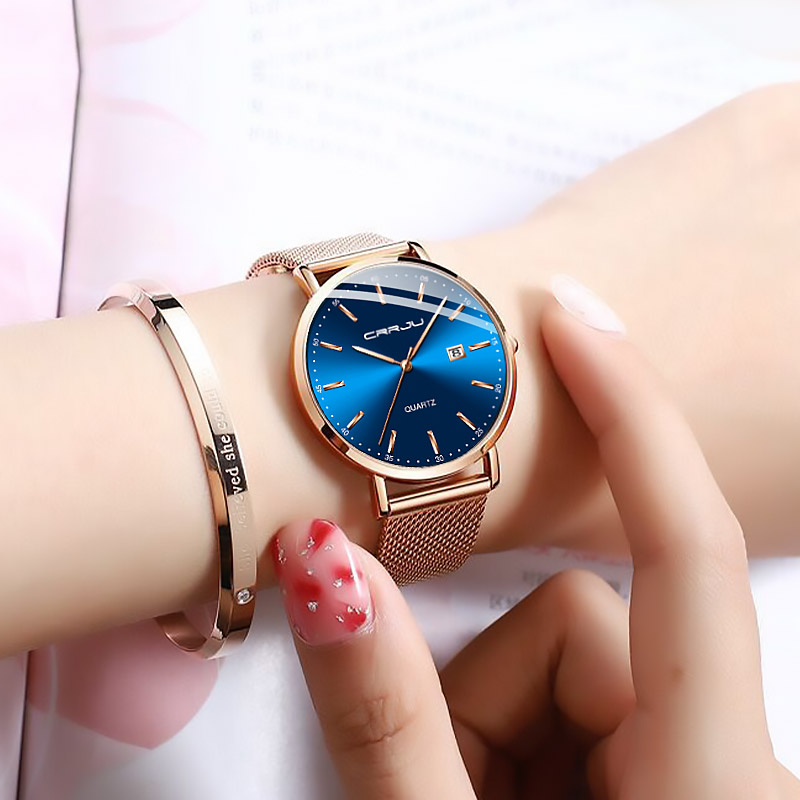 CRRJU Women Watch Fashion Quar - Stainless Mesh Band recension och pris